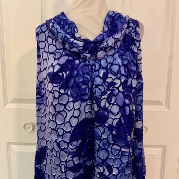 Lane Bryant Purple Blue Abstract Print Sleeveless Swing Dress Size 18 - Picture 2 of 9